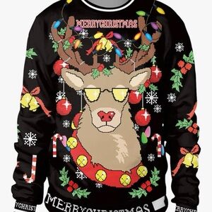 Christmas Festive Black Reindeer Sweater